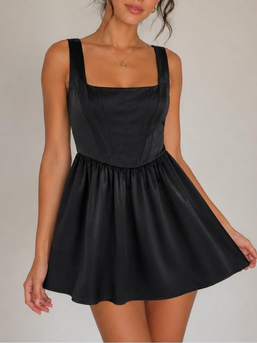 Wild Fable Black Satin Corset wedding graduation Mini Dress NWT Size S